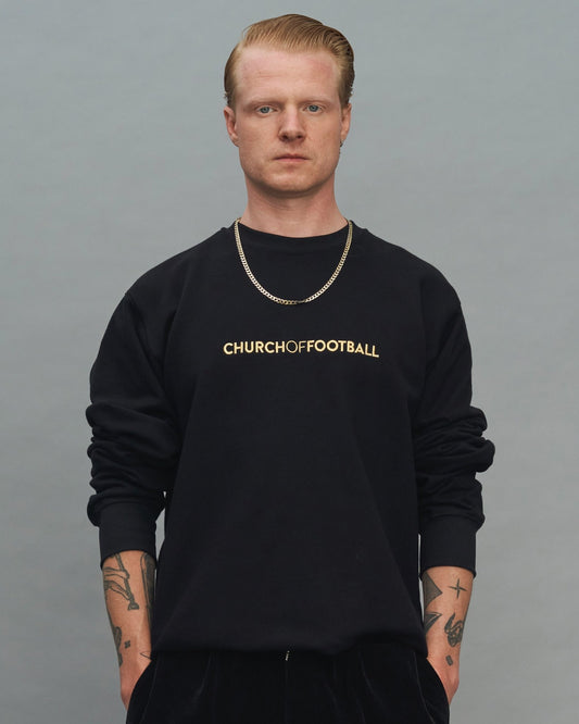 COF bold Crewneck black/gold - ChurchOfFootball